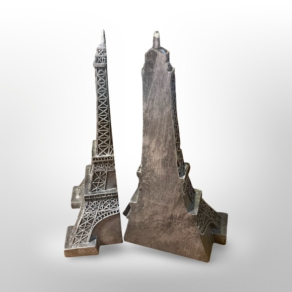 Vintage Eiffel Tower Bookends Paris‎ France Souvenir Desk Decor Set - Picture 2 of 5